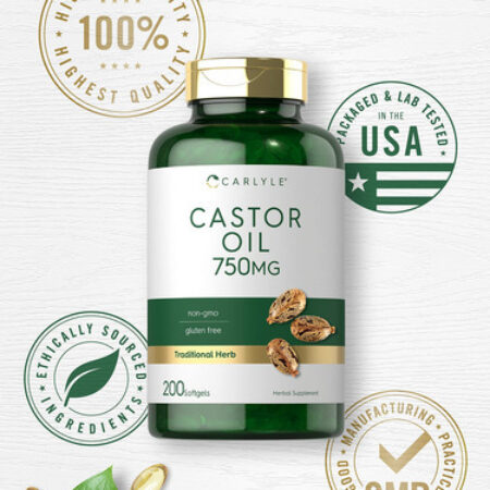 Suplemento De Óleo De Rícino Carlyle 750 Mg 200 Cápsulas Gel - Imagem 2