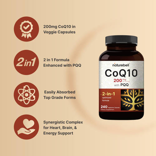 Suplemento Naturebell Coq10 (ubiquinona) 200 Mg Com Pqq 240 - Imagem 3