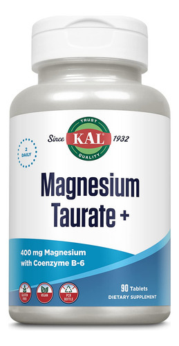Suplemento Kal Magnesium Taurate Plus 400 Mg Com Coenzima B6