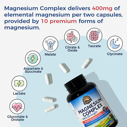 Suplemento Vitalitown Ultra Strength Magnésio Complex 400 Mg - Imagem 3