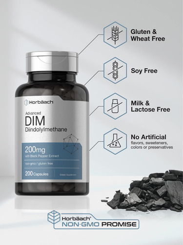 Suplemento Horbaach Dim 200 Mg Diindolilmetano 200 Cápsulas - Imagem 4