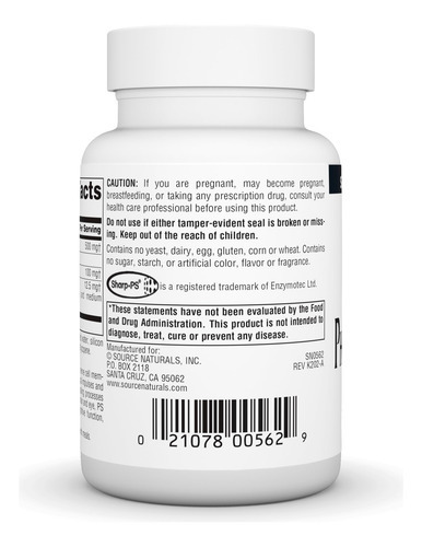 Suplemento Source Naturals Fosfatidilserina 500mg 60 Soft - Imagem 3