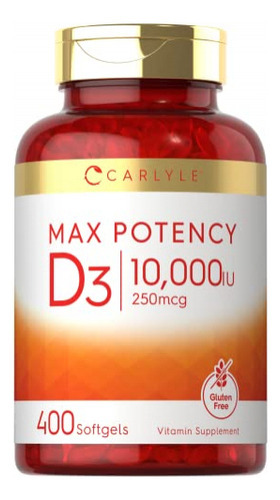 Suplemento Carlyle Vitamin D3 10000 Ui 400 Cápsulas Gelatino