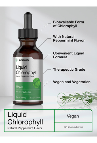Suplemento De Clorofila Líquida Horbaach 60ml Vegano Não Tra - Imagem 3