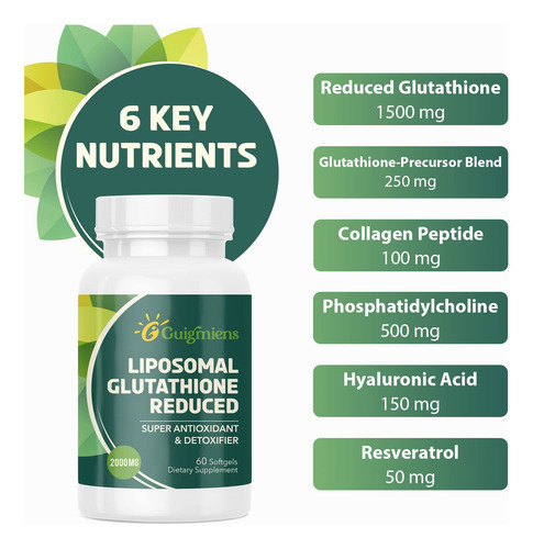 Suplemento Guigmiens Glutationa Lipossomal 2000 Mg Com Ha + - Imagem 3