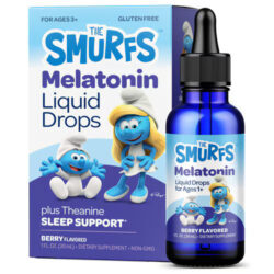 Gotas de Melatonina Líquida The Smurfs + Teanina Sabor Berry - 30ml para Noites Tranquilas
