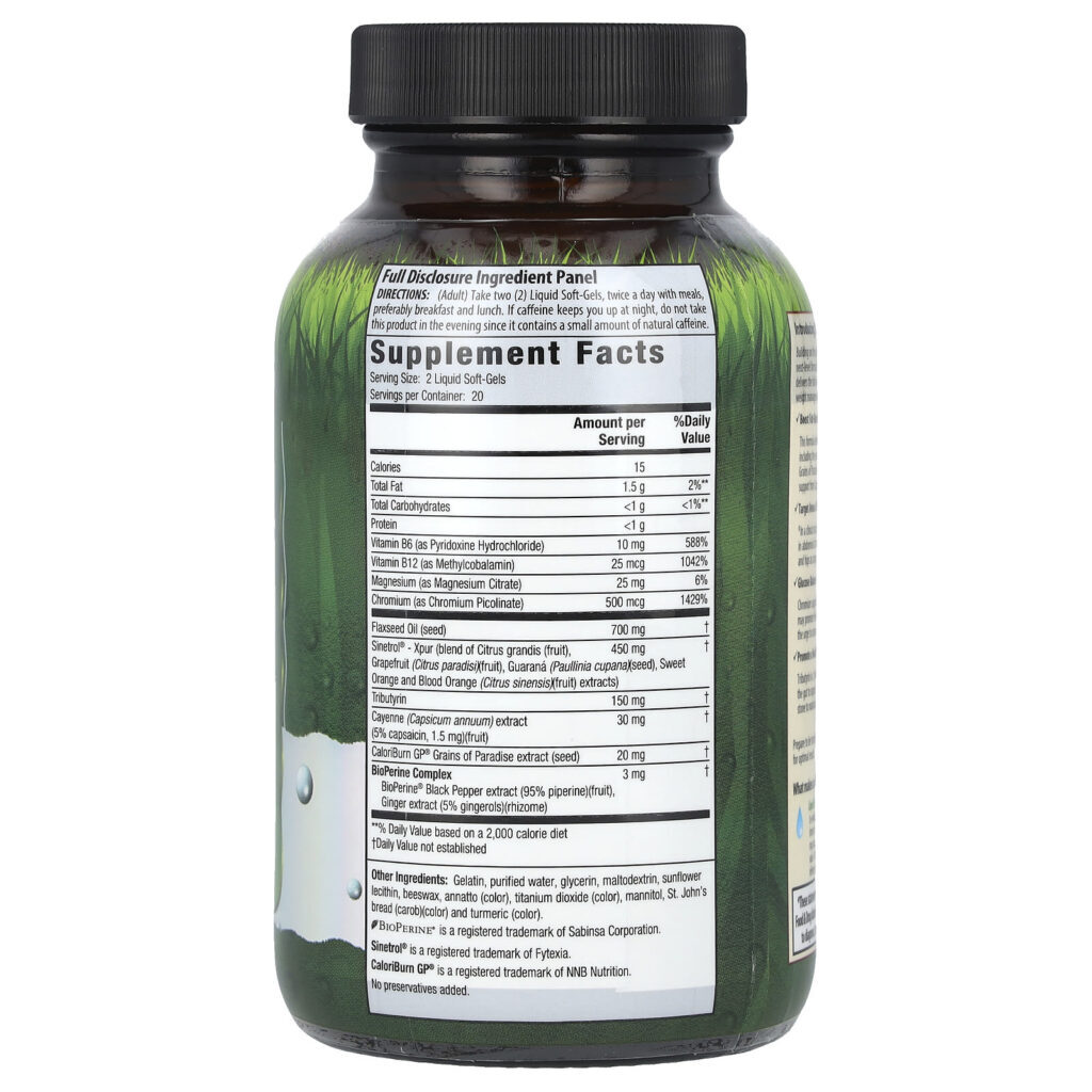 Irwin Naturals Stored-Fat Belly Burner Plus CaloriBurn GP® 40 Liquid Soft-Gels - Imagem 2