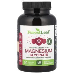 Forest Leaf Glicinato de Magnésio Máxima Absorção 90 Cápsulas Vegetais (1333 mg por Cápsula)