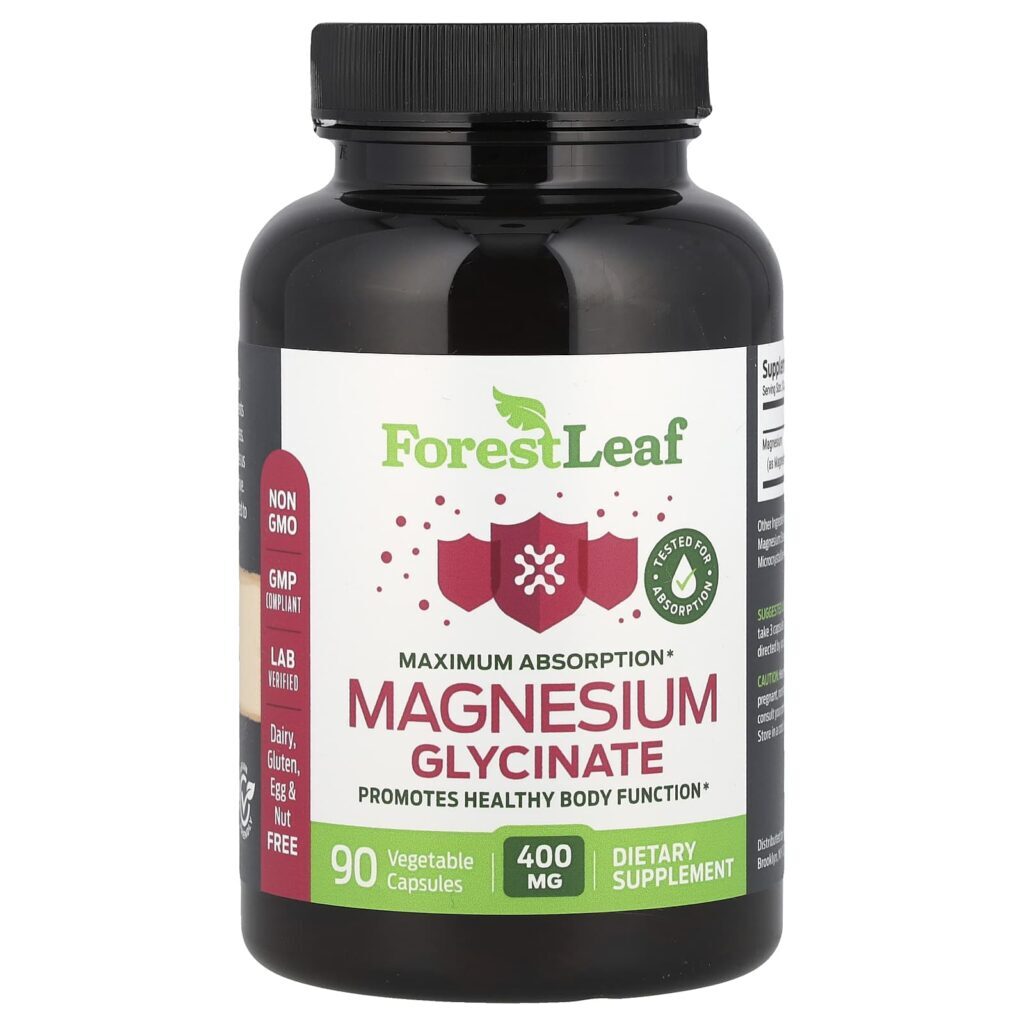 Forest Leaf Glicinato de Magnésio Máxima Absorção 90 Cápsulas Vegetais (1333 mg por Cápsula)