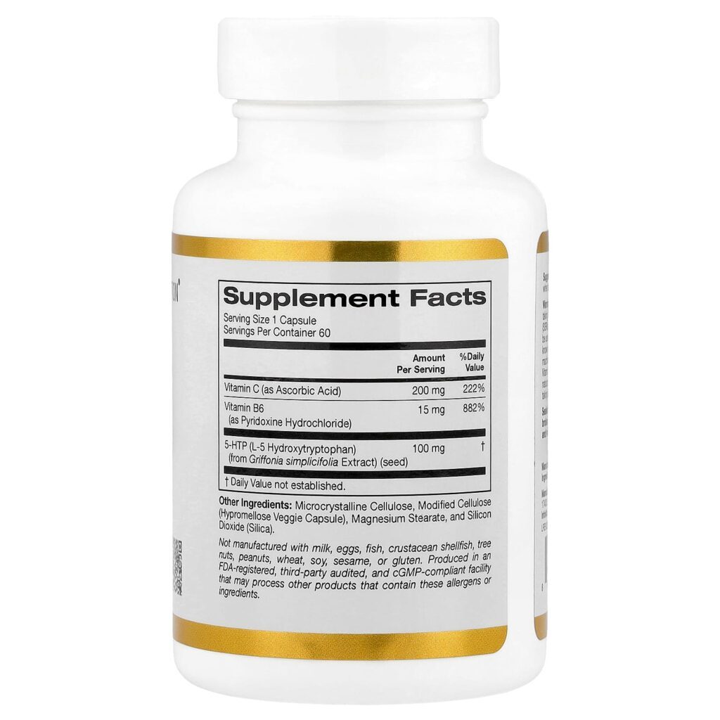California Gold Nutrition 5-HTP com Vitamina B6 e Vitamina C 60 Cápsulas Vegetais - Imagem 2