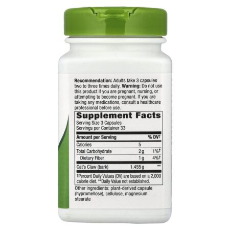 Natures Way Casca de Unha-de-gato 100 Cápsulas Veganas (048 mg por Cápsula) - Imagem 2