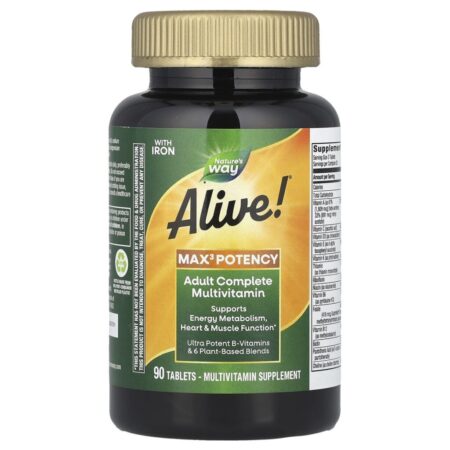 Natures Way Alive!® Max3 Potency Multivitamínico Completo para Adultos Com Ferro 90 Comprimidos - Imagem 4