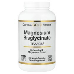 California Gold Nutrition Bisglicinato de Magnésio Quelato Albion TRAACS® 240 Cápsulas Vegetais (100 mg por Cápsula)