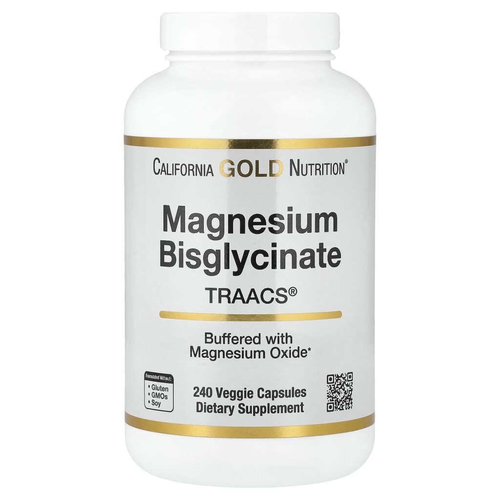 California Gold Nutrition Bisglicinato de Magnésio Quelato Albion TRAACS® 240 Cápsulas Vegetais (100 mg por Cápsula)