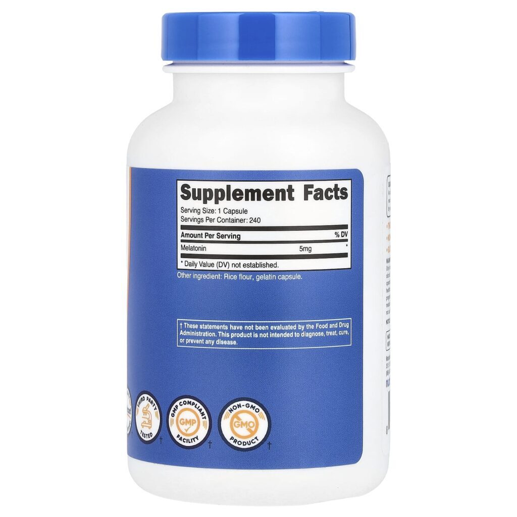 Nutricost Melatonina 5 mg 240 Cápsulas - Imagem 2