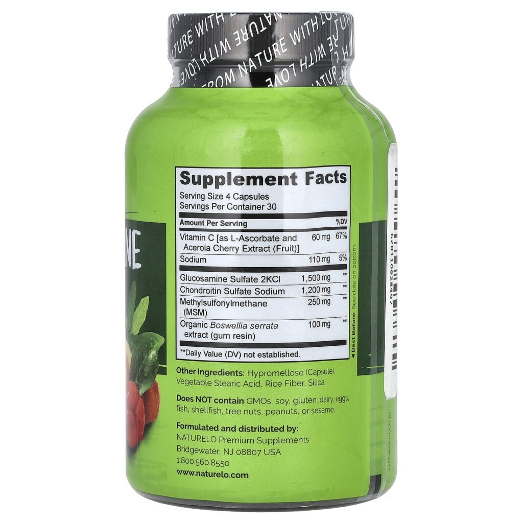 NATURELO Glicosamina Condroitina e MSM com Bosvélia e Vitamina C 120 Cápsulas - Imagem 2