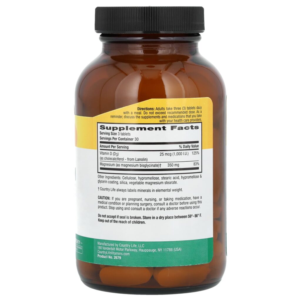 Country Life Alta Absorção Glicinato de Magnésio de Dupla Ação 90 Comprimidos - Imagem 2