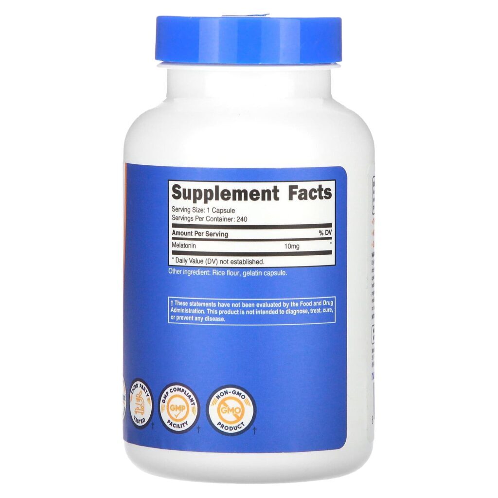 Nutricost Melatonina 10 mg 240 cápsulas - Imagem 2