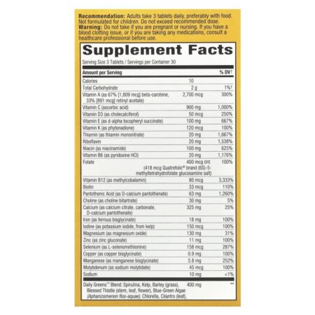Natures Way Alive!® Max3 Potency Multivitamínico Completo para Adultos Com Ferro 90 Comprimidos - Imagem 2