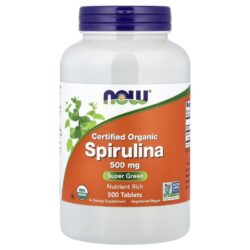 NOW Foods Espirulina Orgânica Certificada 500 Comprimidos (500 mg por Comprimido)