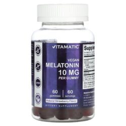 Vitamatic Gomas Veganas de Melatonina Sabor Natural de Morango 10 mg 60 Gomas