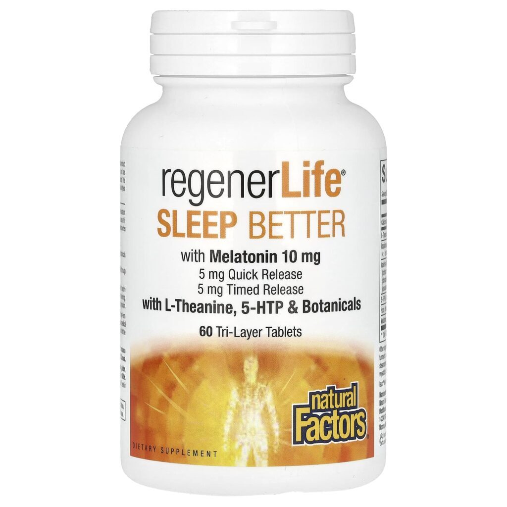 Natural Factors RegenerLife Durma Melhor com Melatonina L-theanine e Plantas 60 Comprimidos em Três Camadas - Imagem 3