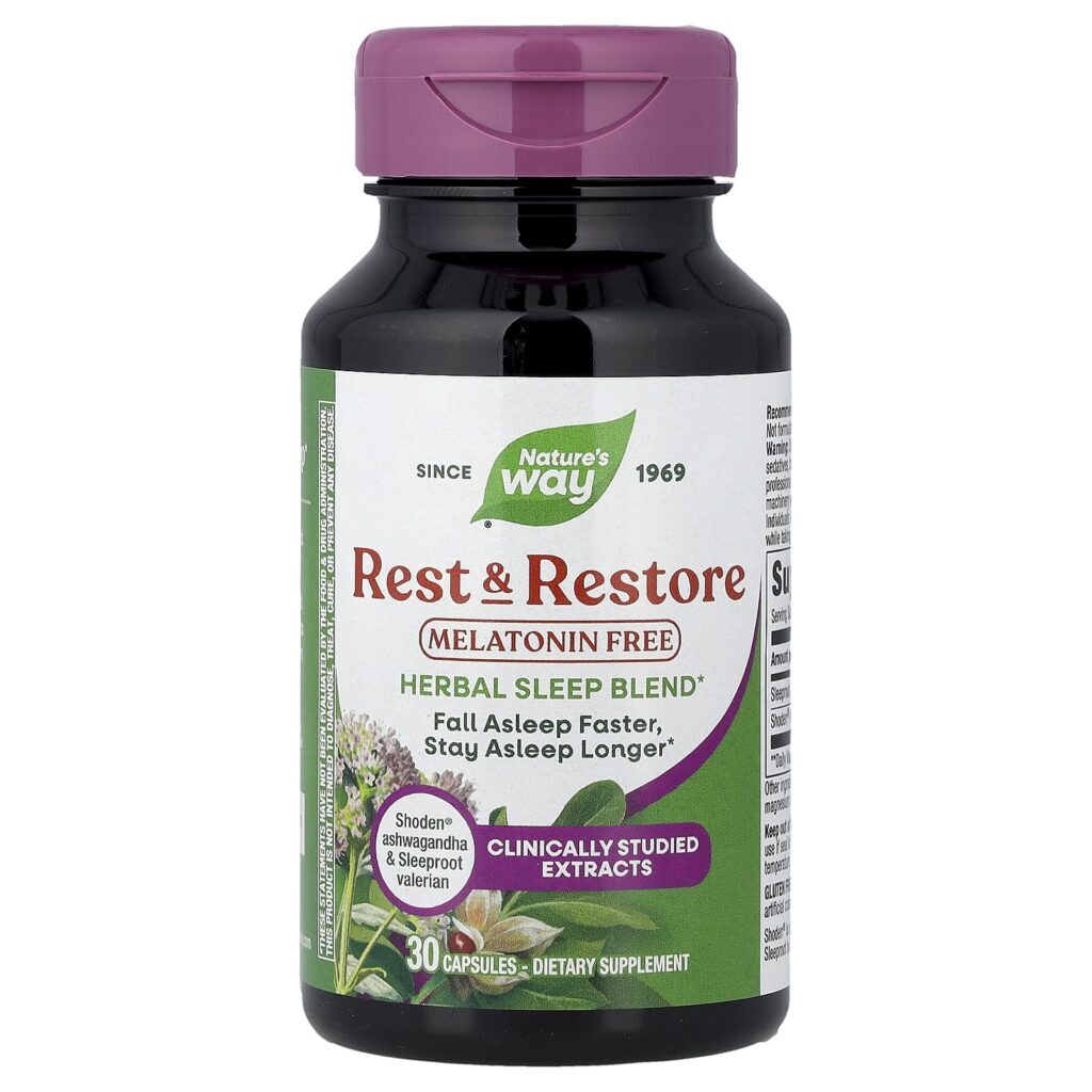 Natures Way Rest & Restore Sem Melatonina 30 Cápsulas - Imagem 3