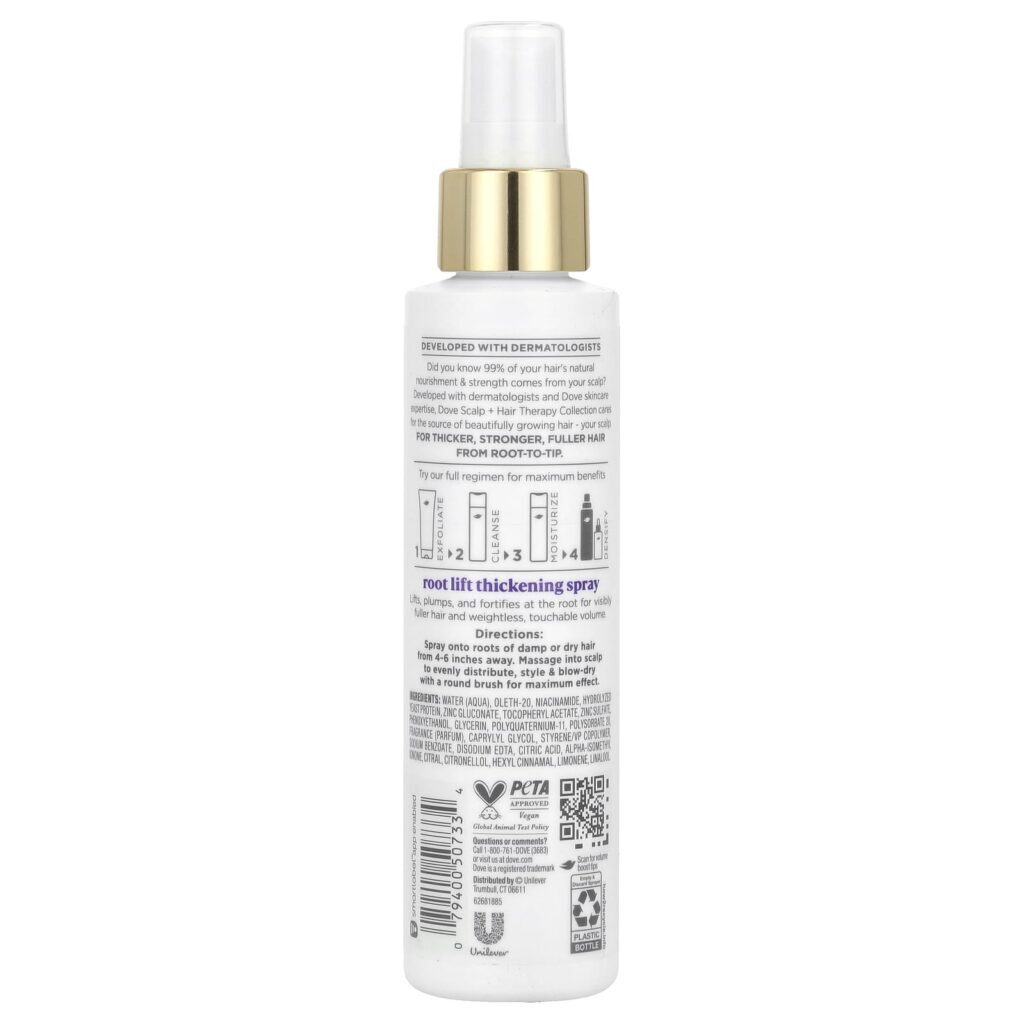 Dove Scalp + Hair Therapy Spray Espessante para Lifting da Raiz 147 ml (5 fl oz) - Imagem 2