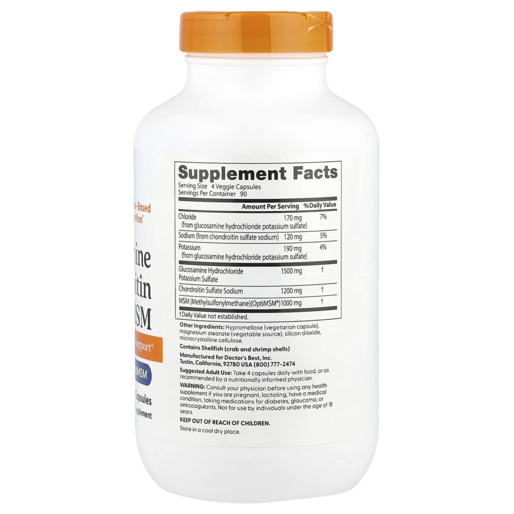 Doctors Best Glicosamina Condroitina e MSM 360 Cápsulas Vegetais - Imagem 2