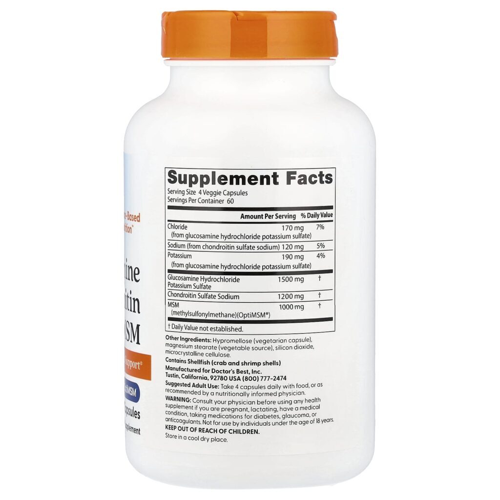 Doctors Best Glucosamina Condroitina MSM com OptiMSM® 240 cápsulas - Imagem 2