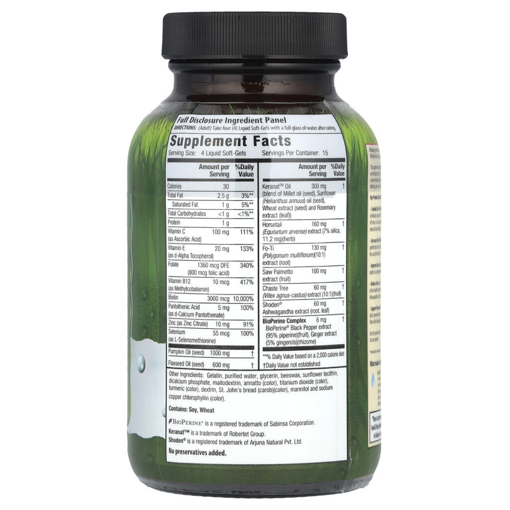 Irwin Naturals Estimulador do Folículo Capilar Para Mulheres 60 Cápsulas Softgel Líquidas - Imagem 2