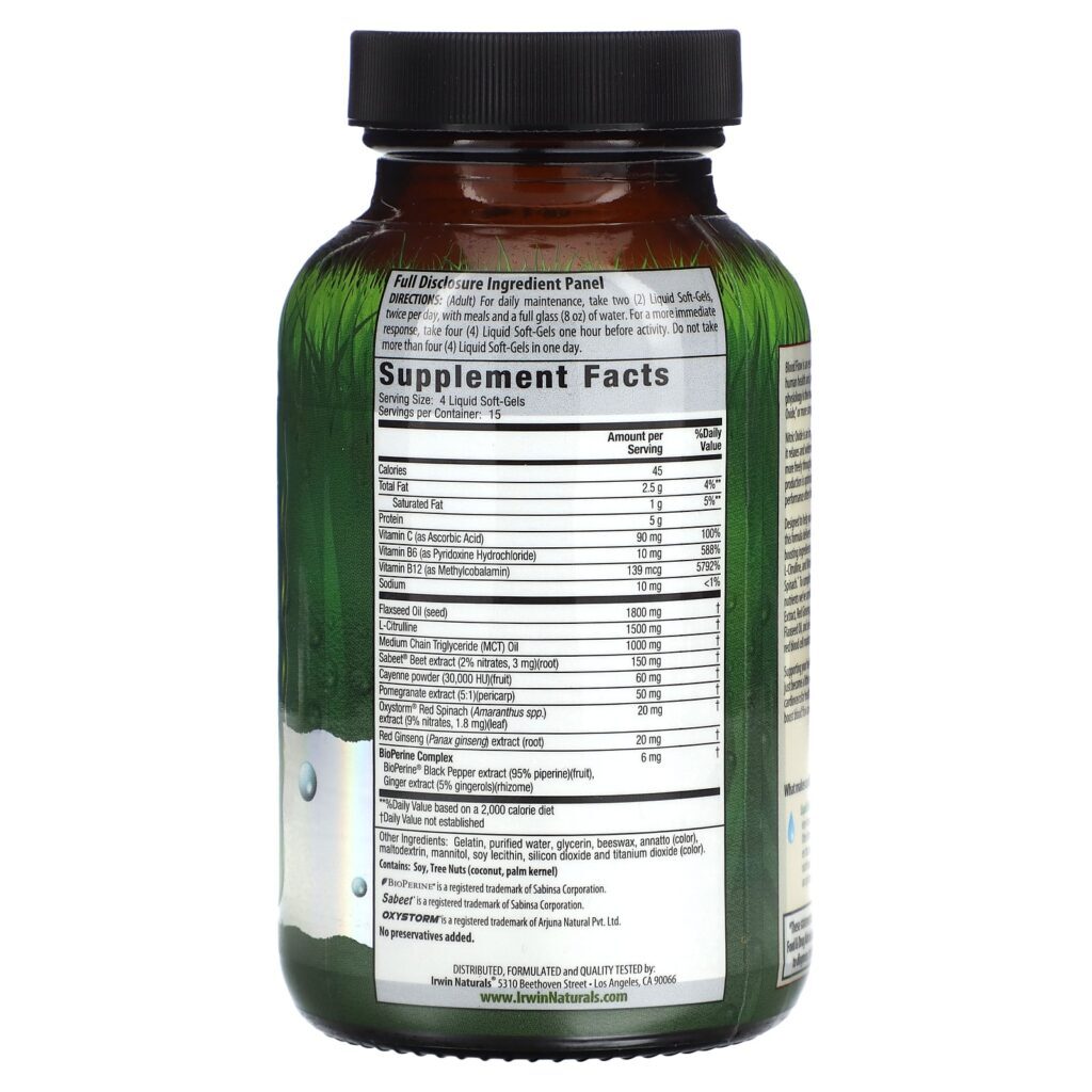 Irwin Naturals Óxido nítrico PWR Reforço do Fluxo Sanguíneo 60 Cápsulas Softgel Líquidas - Imagem 2