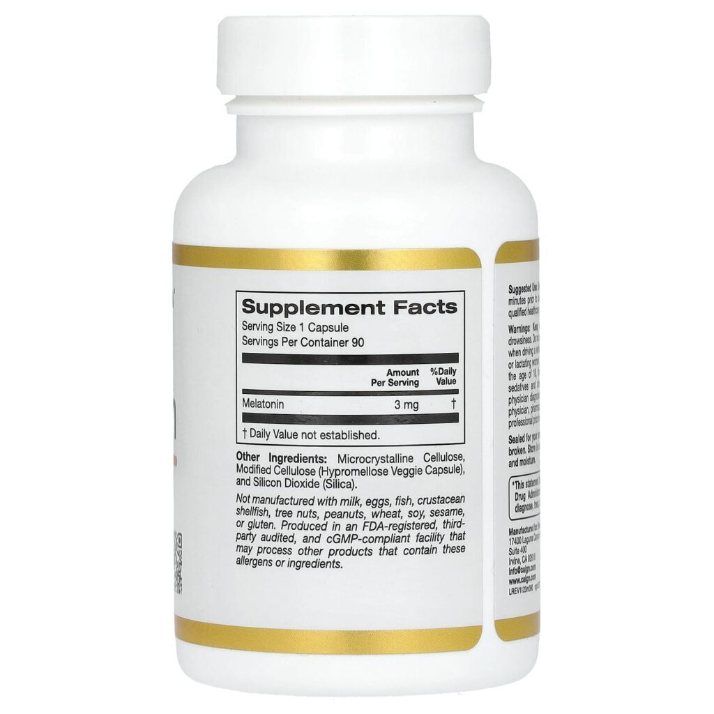 California Gold Nutrition Melatonina 3 mg 90 Cápsulas Vegetais - Imagem 2