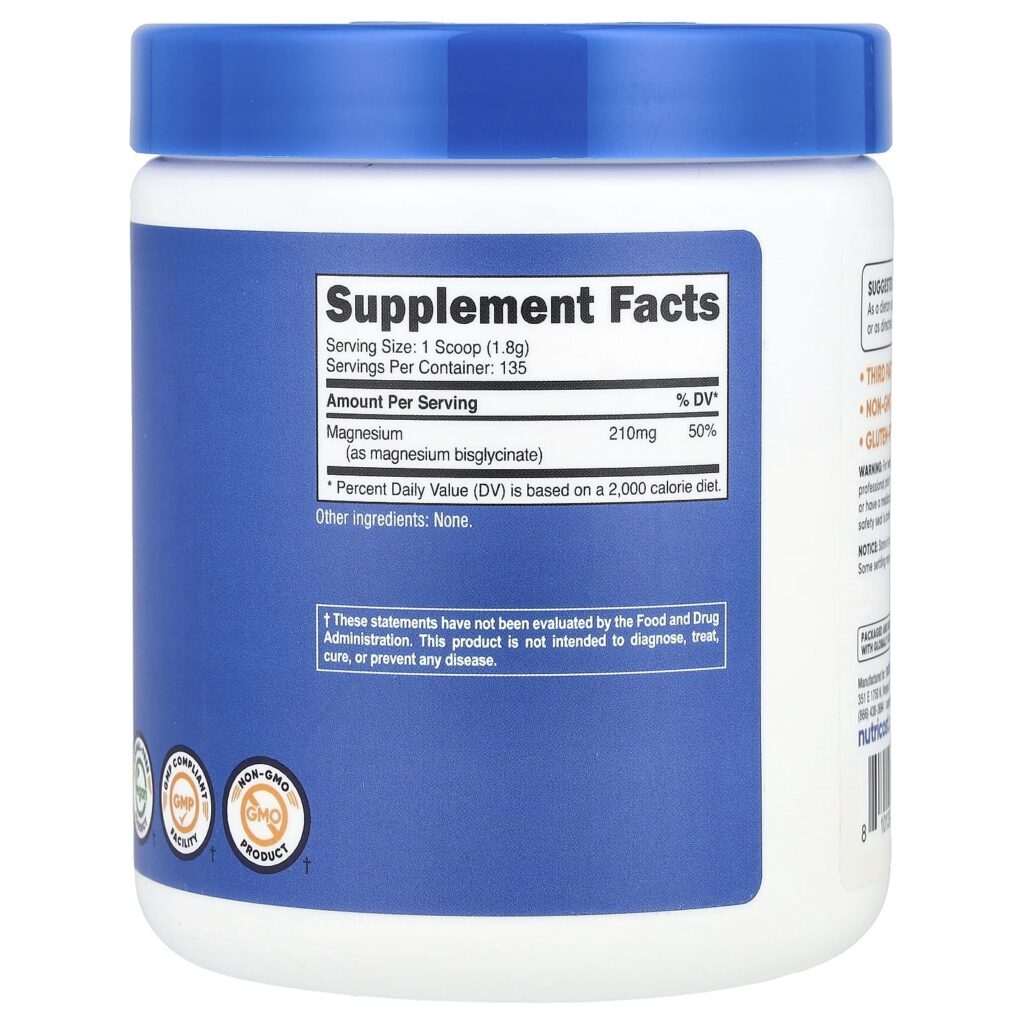 Nutricost Bisglicinato de Magnésio Sem Sabor 250 g (89 oz) - Imagem 2