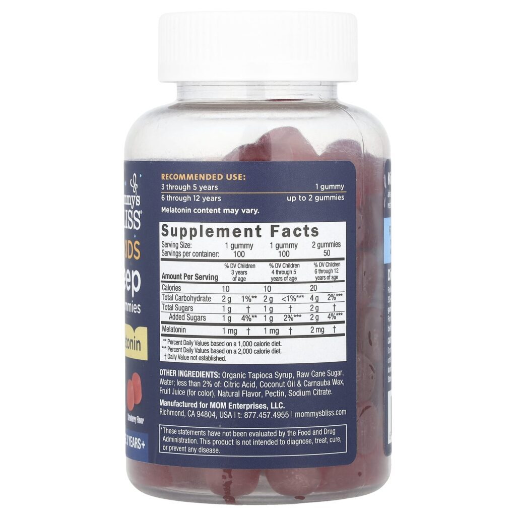 Mommys Bliss Gomas para o Sono das Crianças com Melatonina a Partir de 3 Anos Morango 1 mg 100 Gomas - Imagem 2
