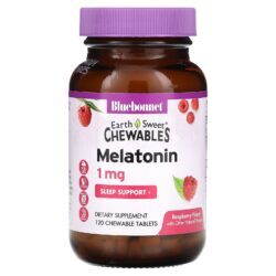 Bluebonnet Nutrition Comprimidos Mastigáveis Earth Sweet® Melatonina Framboesa 1 mg 120 Comprimidos Mastigáveis