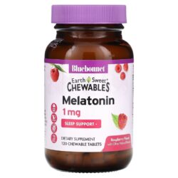 Bluebonnet Nutrition Comprimidos Mastigáveis Earth Sweet® Melatonina Framboesa 1 mg 120 Comprimidos Mastigáveis