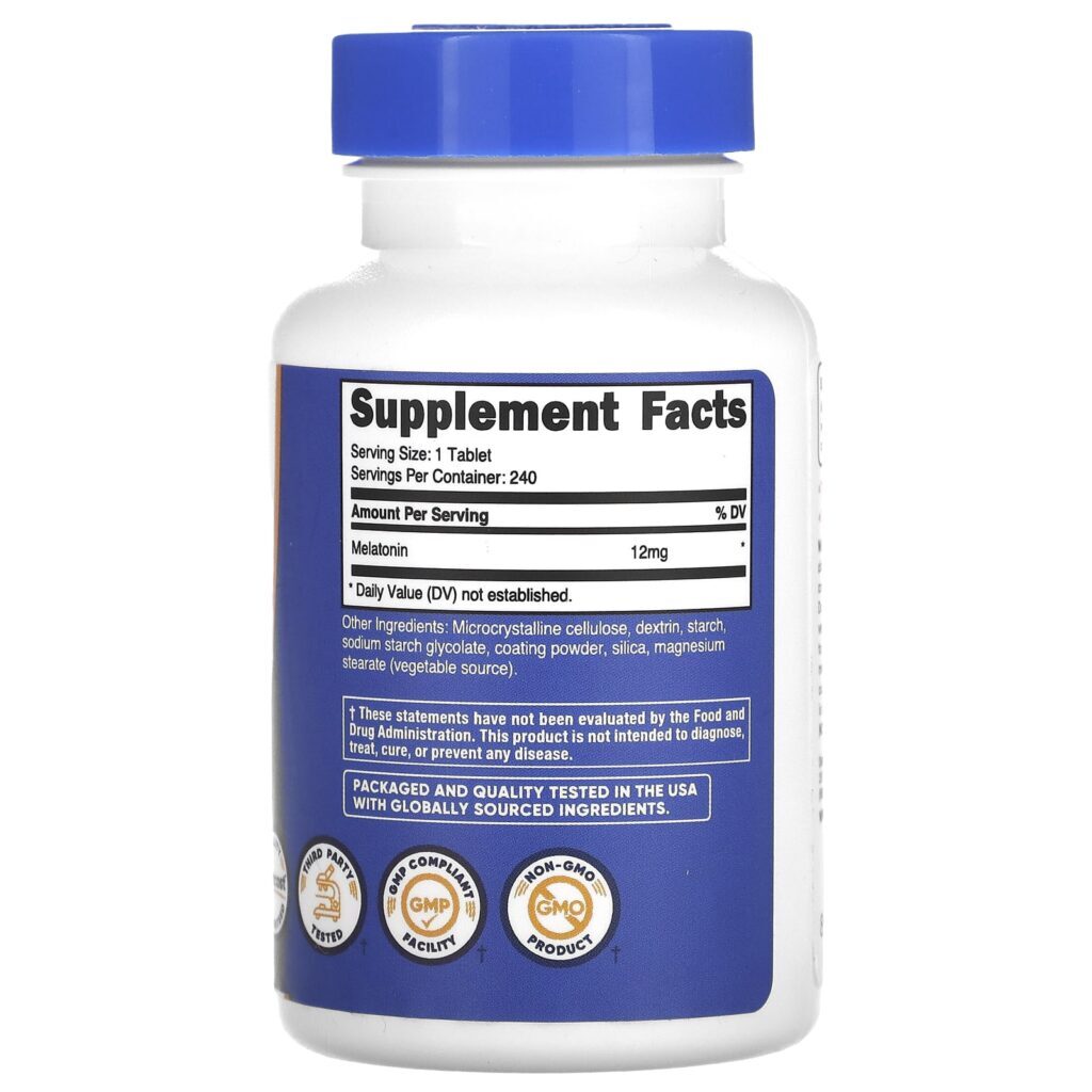 Nutricost Melatonina 12 mg 240 comprimidos - Imagem 2