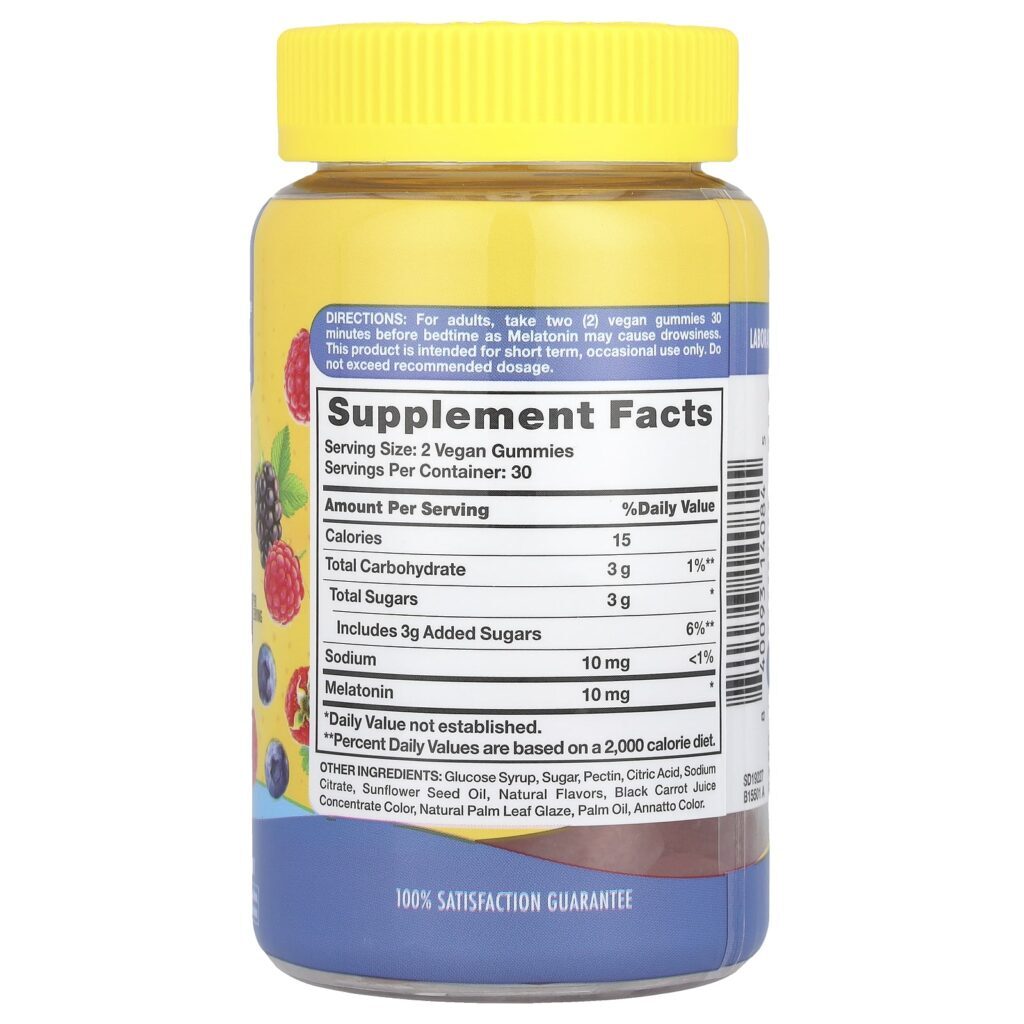 Sundance Vitamins Gomas para o Sono de Melatonina Frutos Silvestres Mistos Naturais 60 Gomas Veganas (5 mg por Goma) - Imagem 2