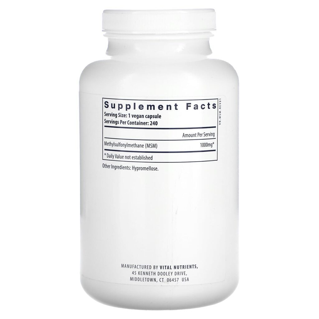 Vital Nutrients MSM 1.000 mg 240 Cápsulas Veganas - Imagem 2
