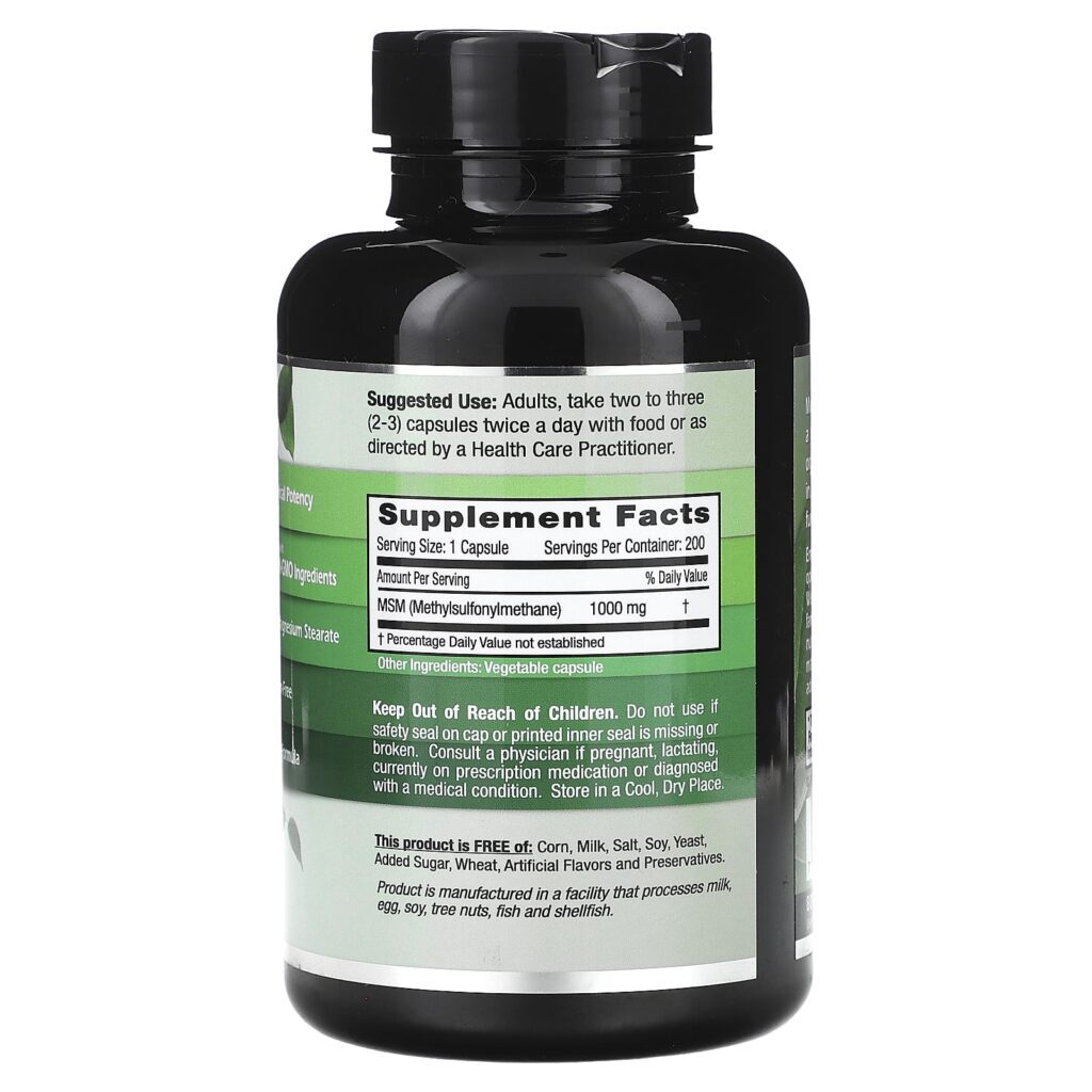 Emerald Laboratories MSM 1000 200 Cápsulas Vegetais (1.000 mg por Cápsula) - Imagem 2