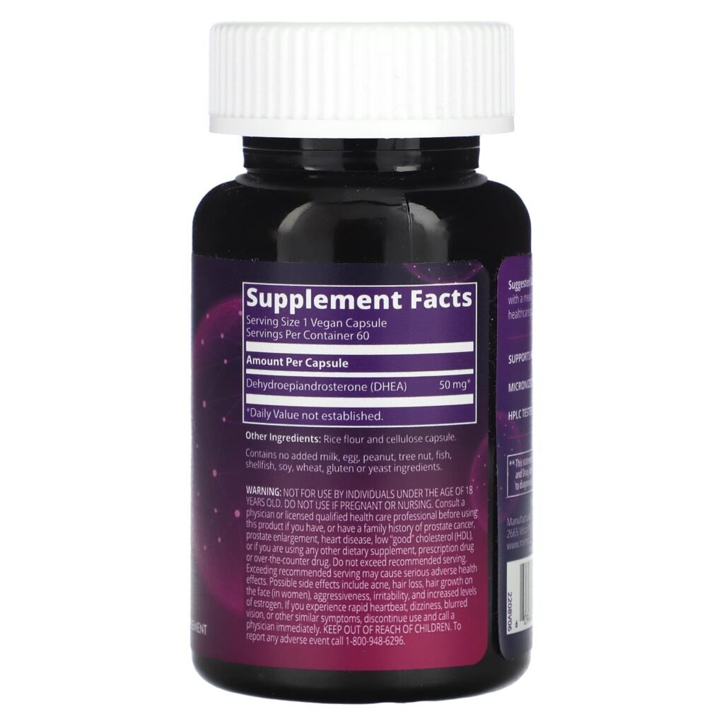 MRM Nutrition DHEA 50 mg 60 Cápsulas Veganas - Imagem 2