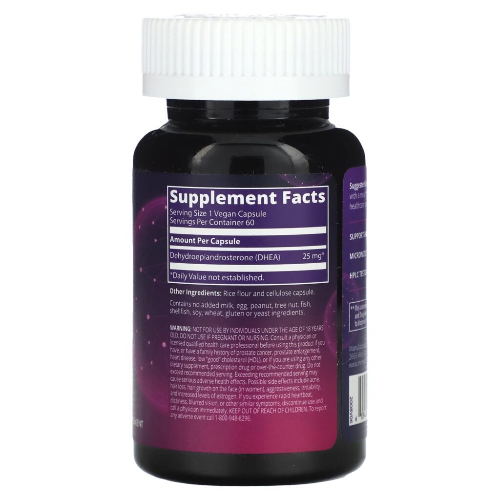 MRM Nutrition DHEA 25 mg 60 Cápsulas Veganas - Imagem 2