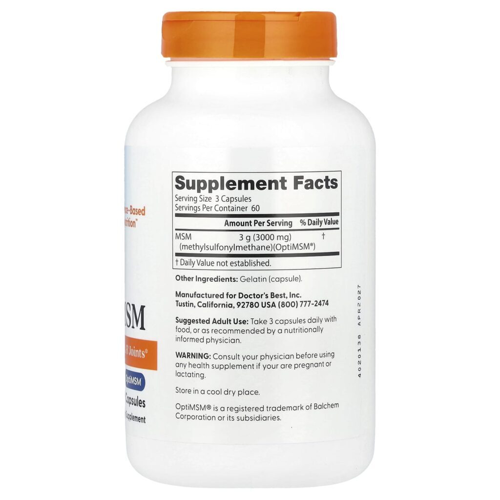 Doctors Best MSM 180 Cápsulas (1.000 mg por Cápsula) - Imagem 2