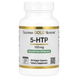 California Gold Nutrition 5-HTP Auxílio ao Humor Extrato de Griffonia Simplicifolia da Suíça 100 mg 90 Cápsulas Vegetais