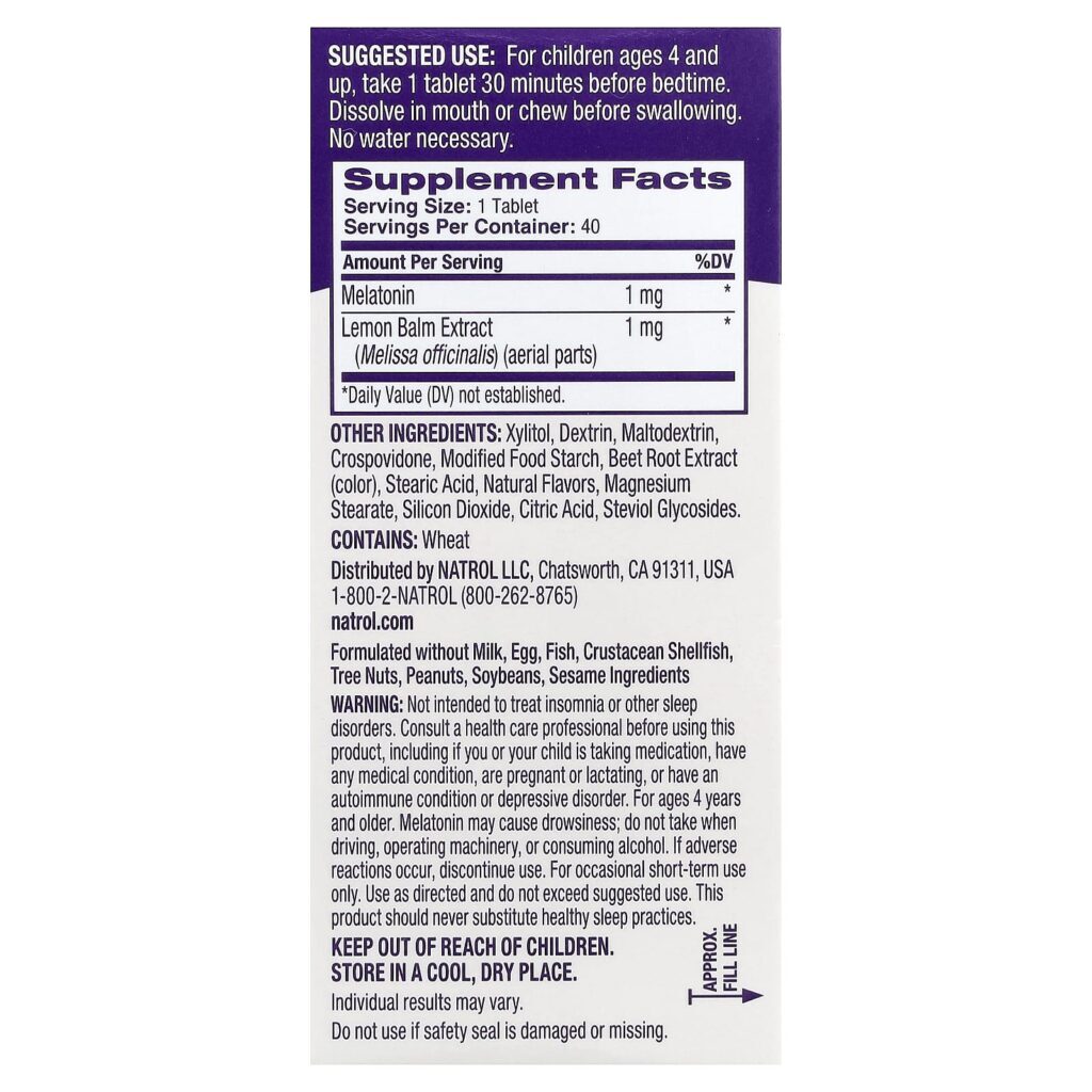 Natrol Crianças Melatonina A partir de 4 Anos Morango 40 Comprimidos - Imagem 2