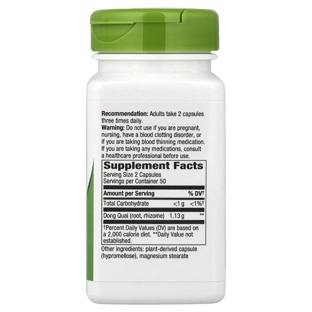 Natures Way Dong Quai Root 100 Cápsulas Veganas (565 mg por Cápsula) - Imagem 2