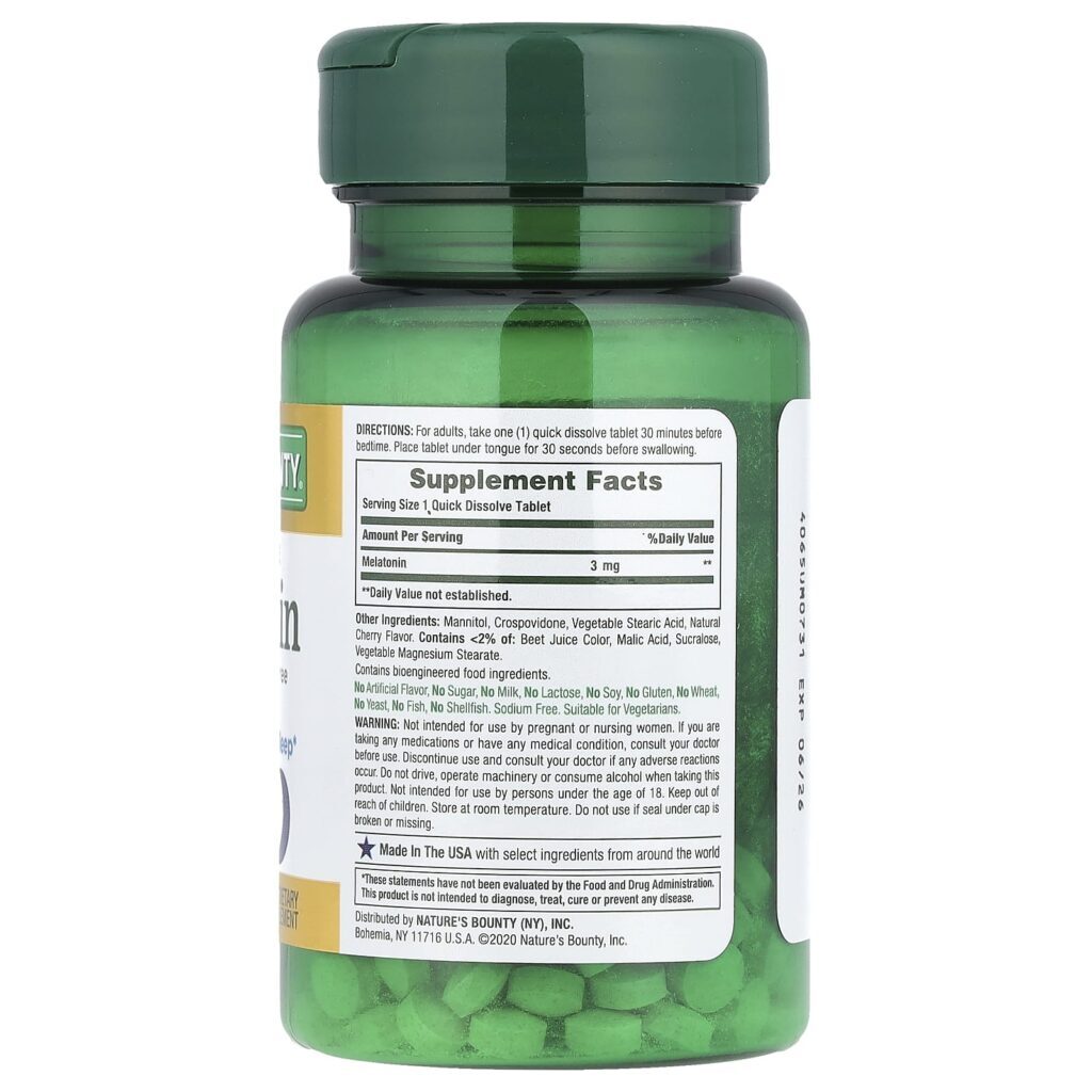 Natures Bounty Melatonina Cereja Natural 3 mg 120 Comprimidos de Dissolução Rápida - Imagem 2