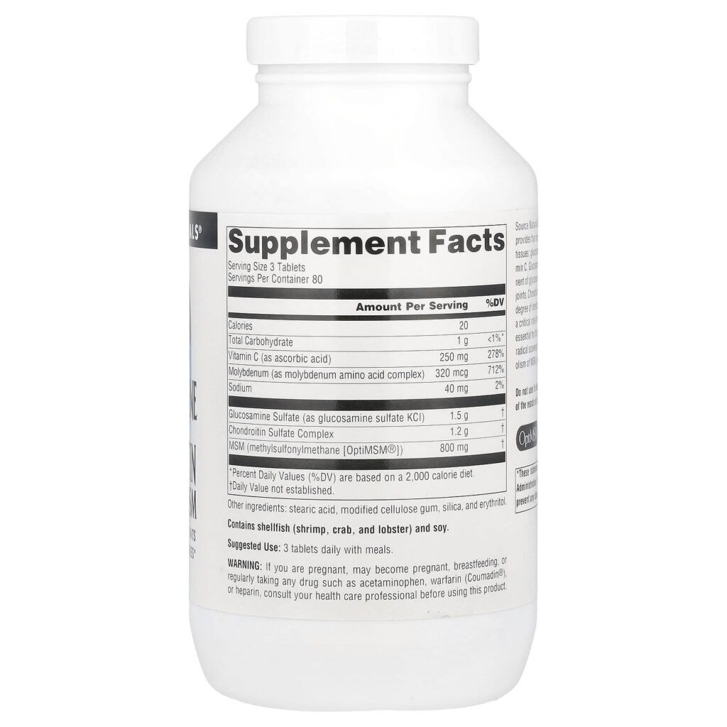Source Naturals Complexo de Glicosamina e Condroitina com MSM 240 Comprimidos - Imagem 2