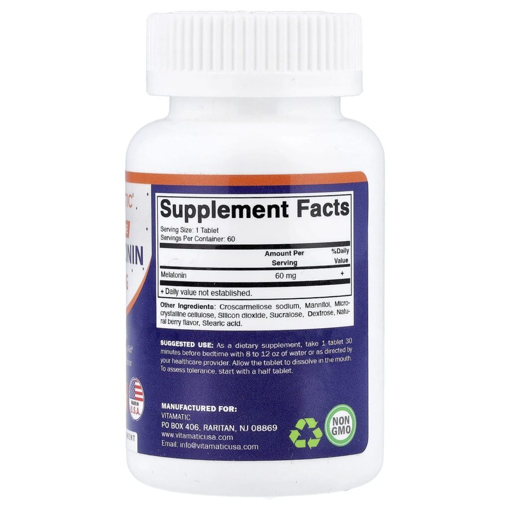 Vitamatic Melatonina em Alta Dose Fruto Silvestre Natural 60 mg 60 Comprimidos de Dissolução Rápida - Imagem 2